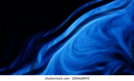 Absract blue background - Blue waves on black background - Deep sea color