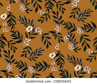 absract floral pattern leave desing orange background