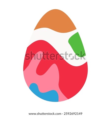 An abstarct Easter egg with a vibrant color pallete. Easter celebration. Flat design. Vector illustration.