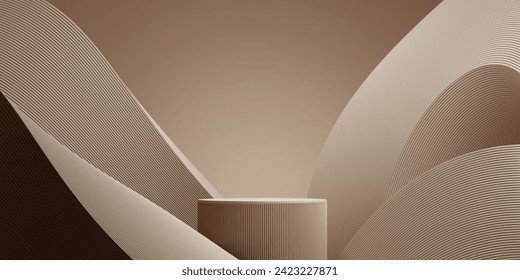 Abstract 3D background. 3D podium brown background branding mockup for cosmetics and products. 3D rendering illustration. - Powered by Shutterstock