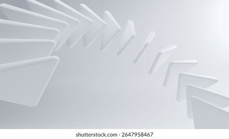 Abstract 3d background with round triangle shapes smooth, Abstract white curving architectural design. Visual element for banner header poster or cover. 3d rendering illustration for graphic design