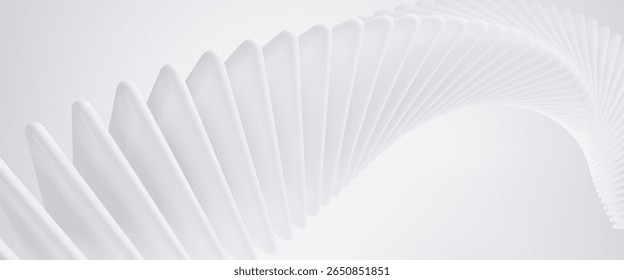 Abstract 3d background with round triangle shapes smooth, Abstract white curving architectural design. Visual element for banner header poster or cover. 3d rendering illustration for graphic design