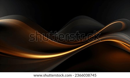 Abstract 3D Background of soft Waves in dark gold Colors. Elegant Wallpaper 