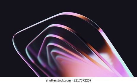 Abstract 3d background wallpaper and glass squares and colorful light emitter iridescent neon holographic gradient  Design visual element for banner header poster cover 