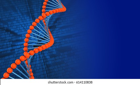 Abstract 3d Binary Background With Dna Shape And