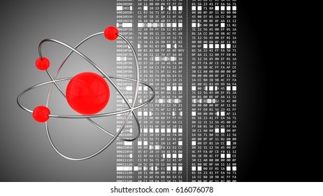 abstract 3d black background and atom   hexadecimal code