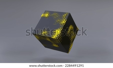 Abstract 3D of a black cube in zero gravity. 4K UHD. 3d rendering.