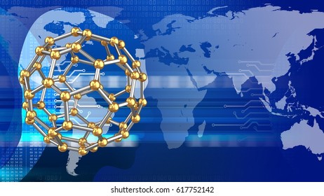 abstract 3d digital background with molecular shape head silhouette and earth