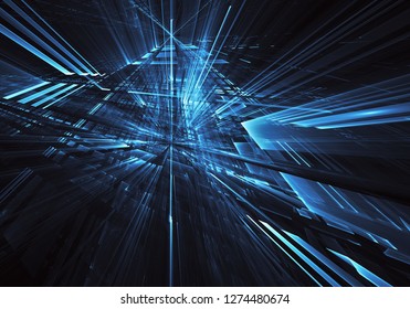 Abstract 3D fractal background, texture. Virtual Neon City
