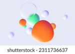 Abstract 3d glassmorphism background design with geometric spheres. Wallpaper, background for business presentations.