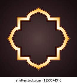 Abstract 3D Golden Geometric Shape With Islamic Design