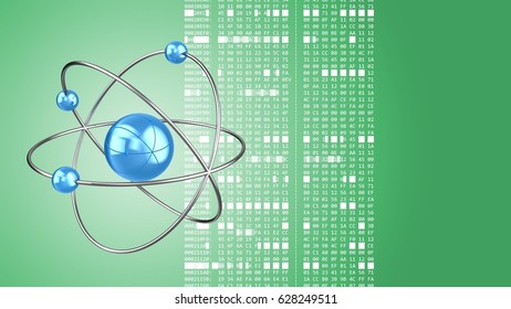 abstract 3d gree background and atom model   hexadecimal code