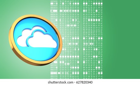abstract 3d gree background and cloud symbol   hexadecimal code