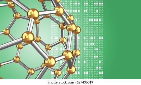 abstract 3d gree background and metallic molecule   hexadecimal code