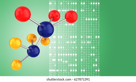 abstract 3d gree background and molecule   hexadecimal code