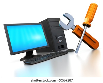 Abstract 3d Illustration Of Computer Repair Service Concept