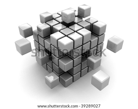 abstract 3 d illustration cube assembling blocks stock illustration