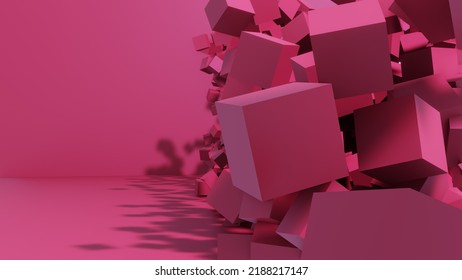 Abstract 3d illustration cube background. Abstract geometric background. business template pink cubes in pink background.