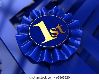 Abstract 3d Illustration Of First Place Award Blue Colors Background