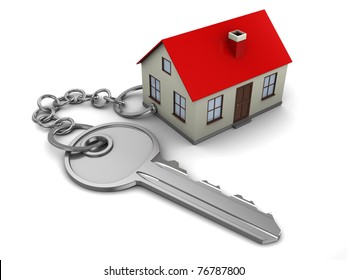 abstract 3d illustration of home key concept