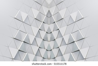 Abstract 3d Illustration Of Modern Aluminum Ventilated Facade Of Triangles