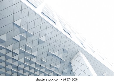 Abstrakte 3D-Illustration. moderne Fassade aus Aluminium mit Dreiecken