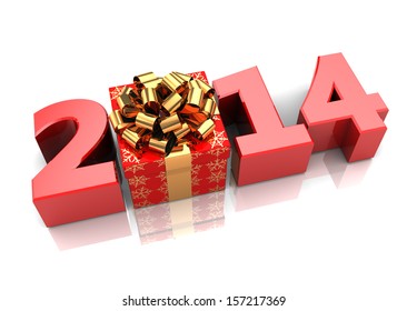 abstract 3d illustration of text 2014 with present box, over white background - Powered by Shutterstock