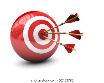 Abstract 3d Illustration Of Three Arrows In Target