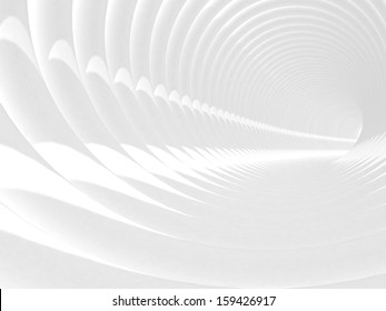 Abstract 3d Illustration With White Bent Spiral Tunnel Interior