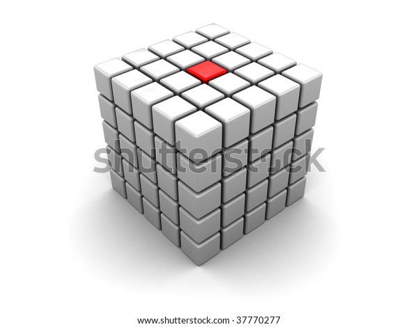 Abstract 3d Illustration White Cube Red Stock Illustration 37770277