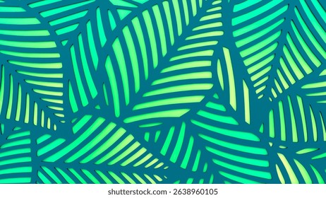 Abstract 3d leaf cutout pattern set. Trendy leaf design collection. Tropical and summer themed contemporary wallpaper or background