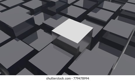 abstract 3d metal cubes background.3D rendering.
