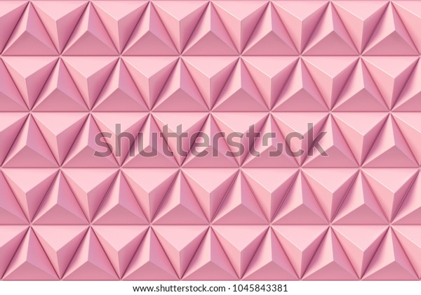 Solid pink abstract 3d minimalistic geometrical background of triangles wallpaper. 