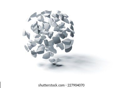 Abstract 3d Object, Cloud Of Small Spherical Fragments Isolated On White