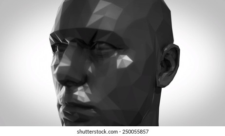 Abstract 3D Polygon Dark Black Male Head