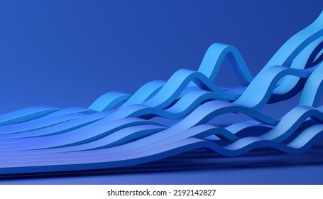 Abstract 3d render  background design and blue wavy lines  3D Illustration