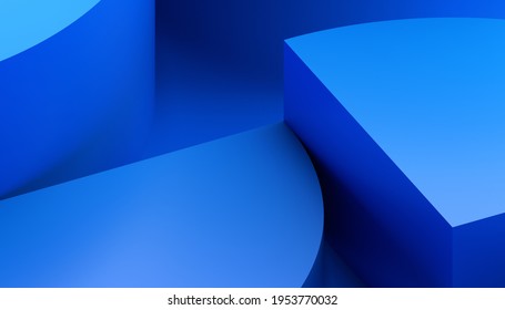 Abstract 3d render  blue background design and geometric shapes