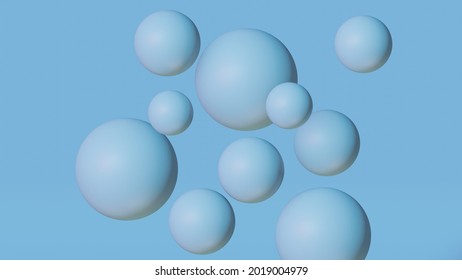 Abstract 3d render of composition with tender blue and purple gradient spheres, modern background design.
