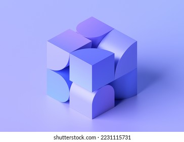 Abstract 3d render  cube shape  geometric design  3D Illustration