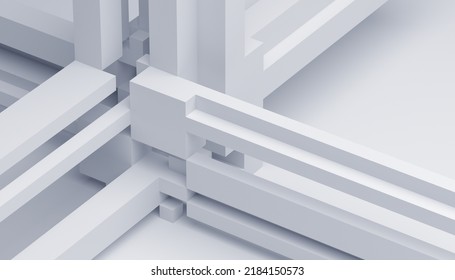 Abstract 3d render  geometric composition  white background design