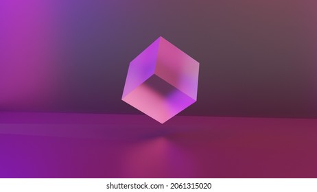 Abstract 3d Render Of Glass Cubes In Purple, Blue, Violet Color, Fluency, Digital Art, Background Design