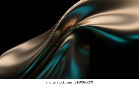 Abstract 3d render  gold background design  wavy surface