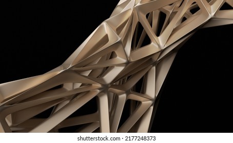 Abstract 3d Render, Gold Futuristic Shape Design