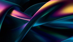 Abstract 3d Render, Iridescent Background Design, Colorful Illustration