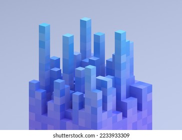 Abstract 3d render, purple and blue geometric design. 3D Illustration - Powered by Shutterstock