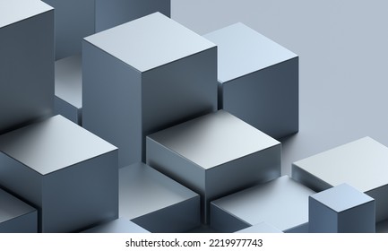 Abstract 3d render  silver colored geometric background design  3D Illustration