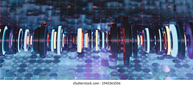 Abstract 3d Render Of Wave Shape. Sound Vibrations, Analysis. 