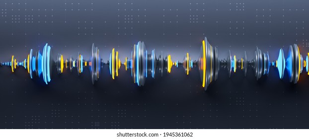 Abstract 3d Render Of Wave Shape. Sound Vibrations, Analysis. 