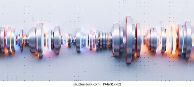 Abstract 3d Render Of Wave Shape. Sound Vibrations, Analysis. 