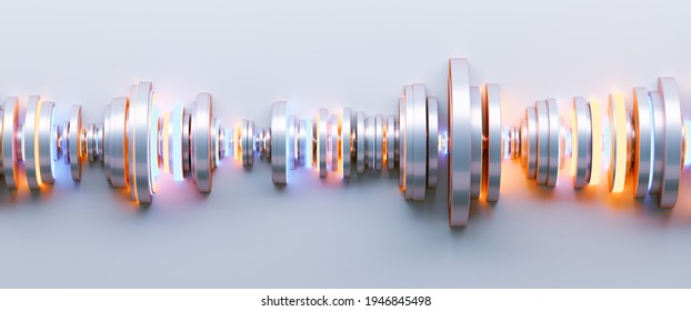 Abstract 3d Render Of Wave Shape. Sound Vibrations, Analysis. 